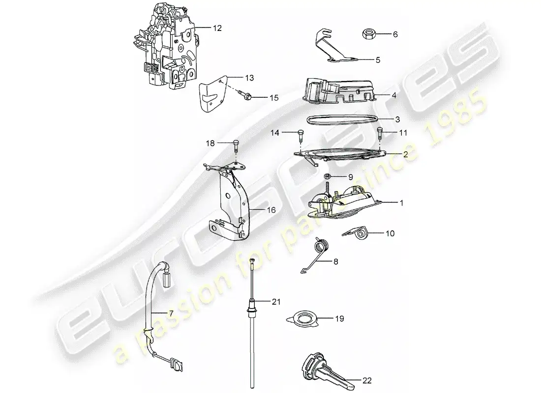 porsche 2004 (carrera gt) door handle - door latch parts diagram