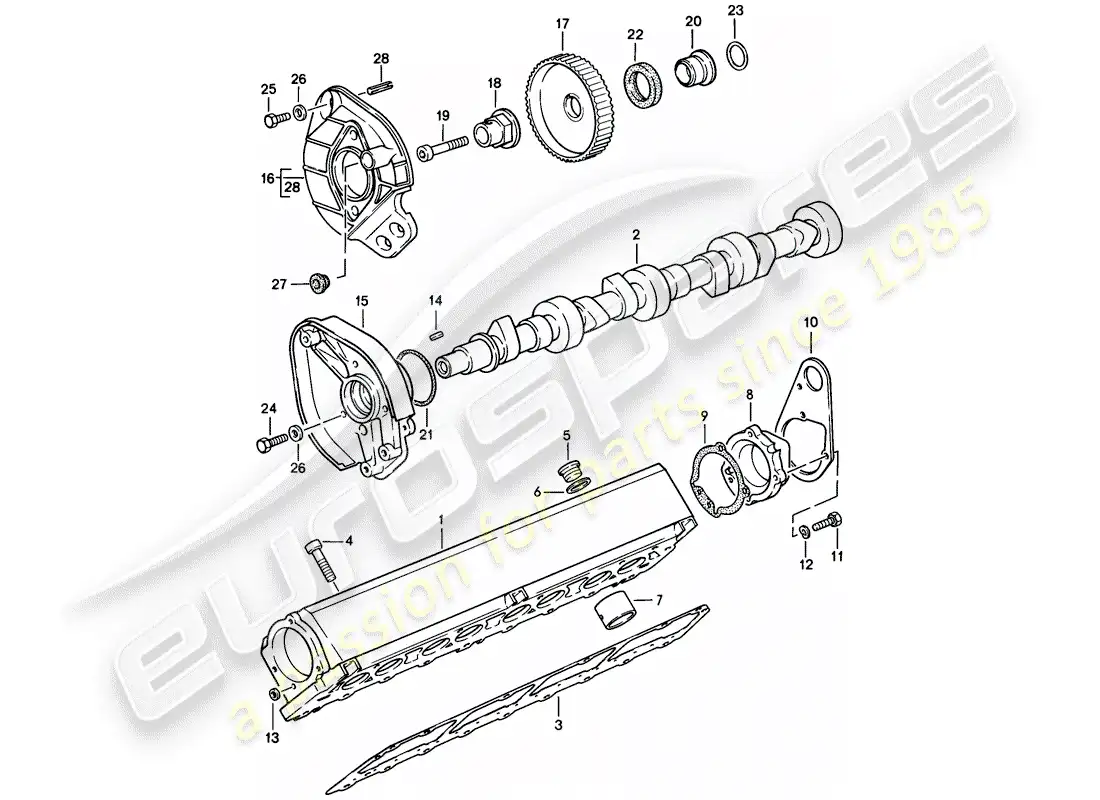 porsche 1982 (944) camshaft housing - camshaft parts diagram