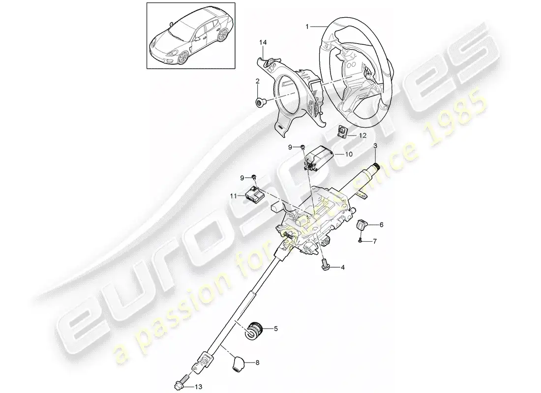 porsche 2016 (panamera 970) steering wheels parts diagram