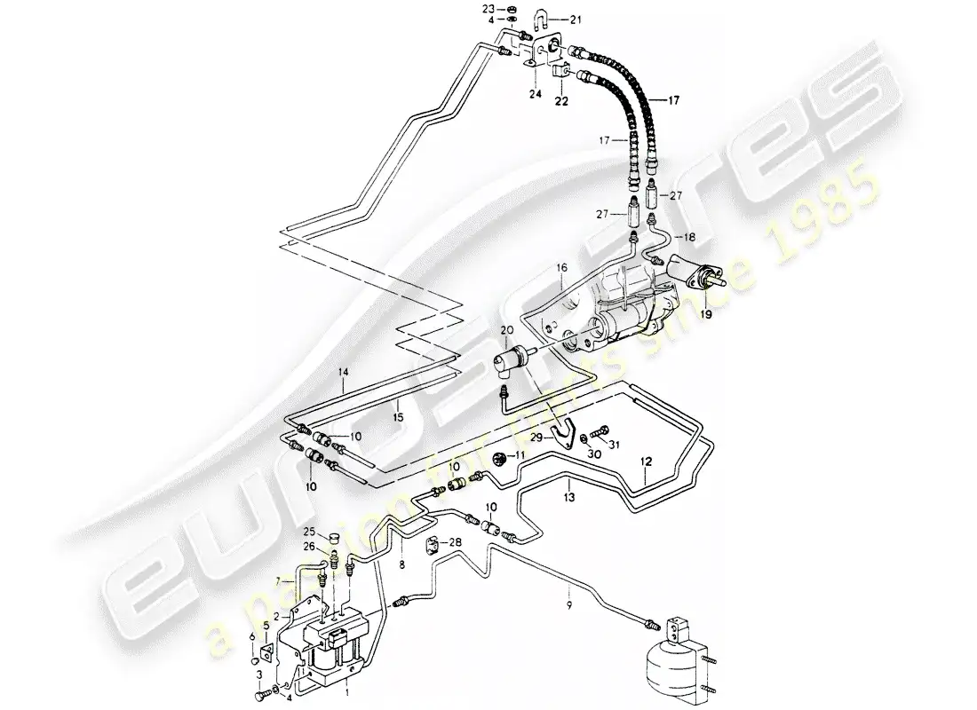porsche 1994 (964) lock control parts diagram