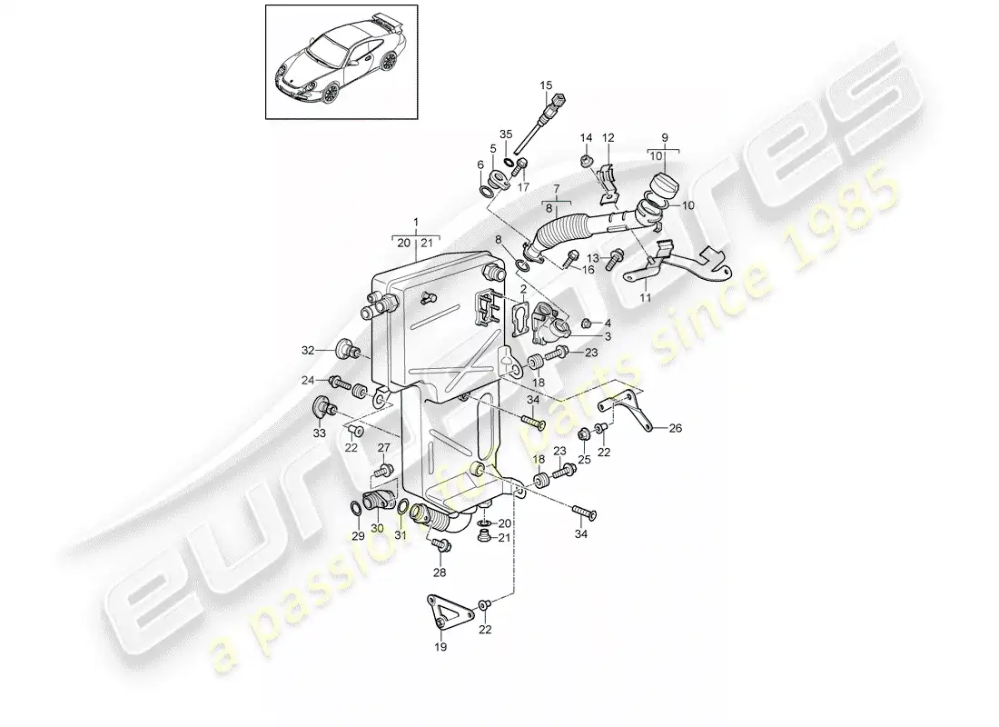 porsche 2007 (997-1 gt3) engine lubrication parts diagram