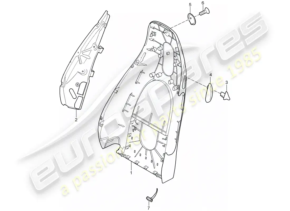 porsche 2005 (997-1) backrest shell parts diagram