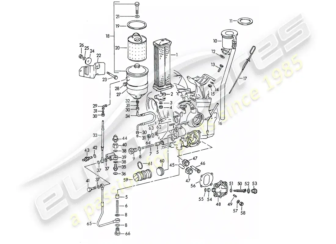 porsche 1952 (356/356a) engine lubrication - m 67 001 >> - m 81 201 >> parts diagram