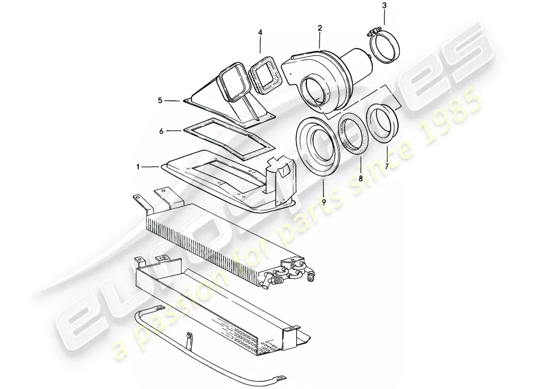 porsche 1985 (911) fan parts diagram