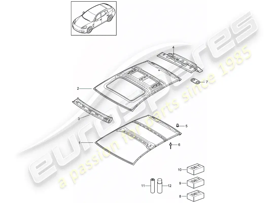 porsche 2014 (panamera 970) roof parts diagram
