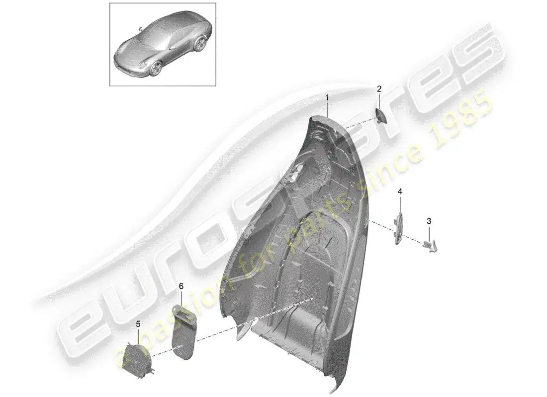 porsche 2015 (991-1) backrest shell parts diagram