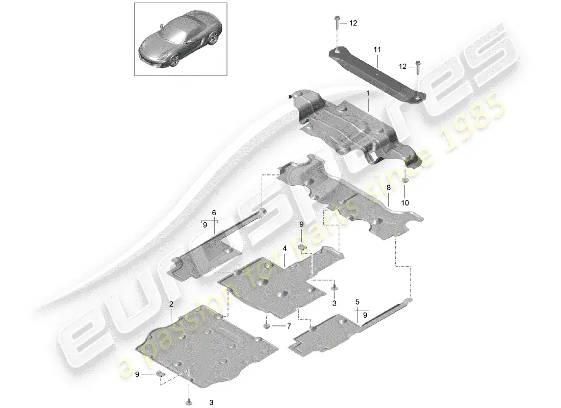 porsche 2014 (981 boxster) lining parts diagram
