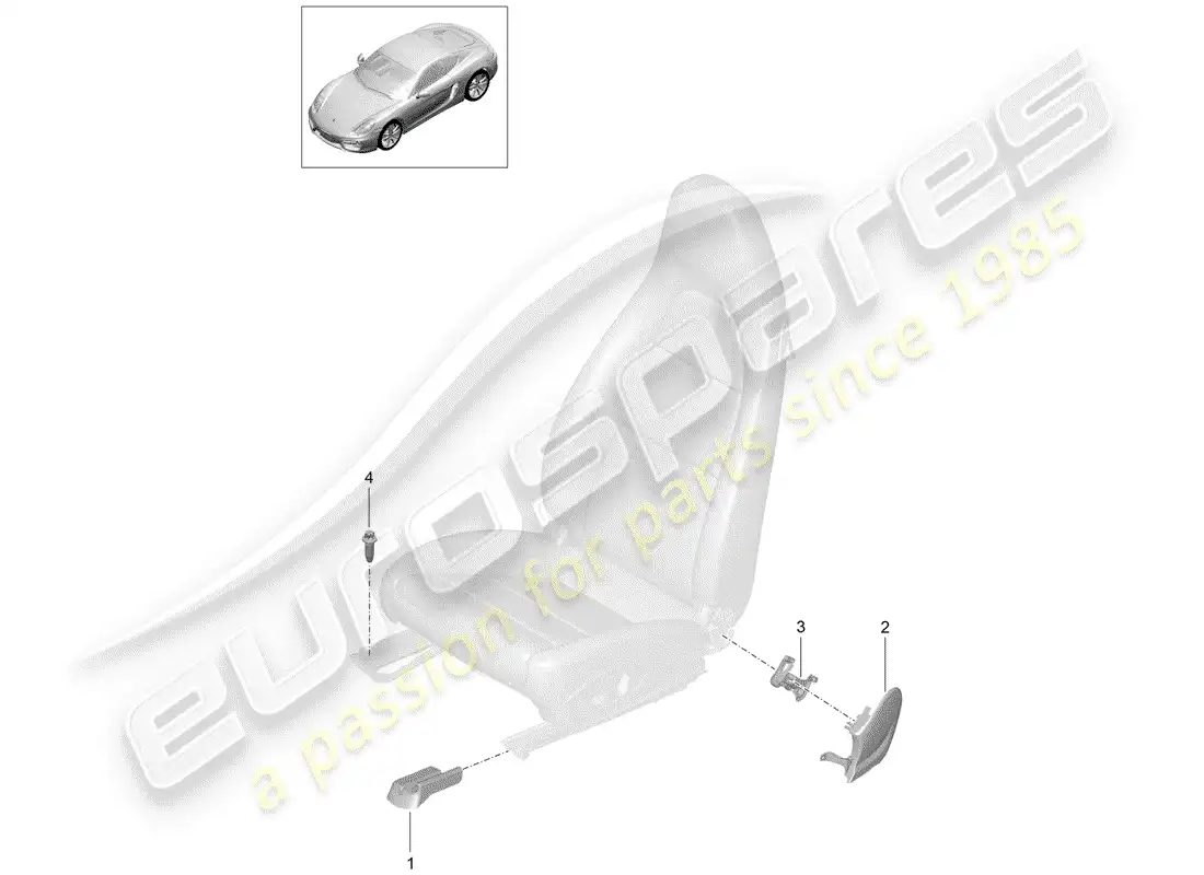 porsche 2016 (981 cayman) front seat parts diagram