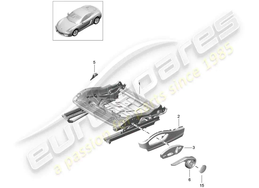 porsche 2016 (981 cayman) seat frame parts diagram