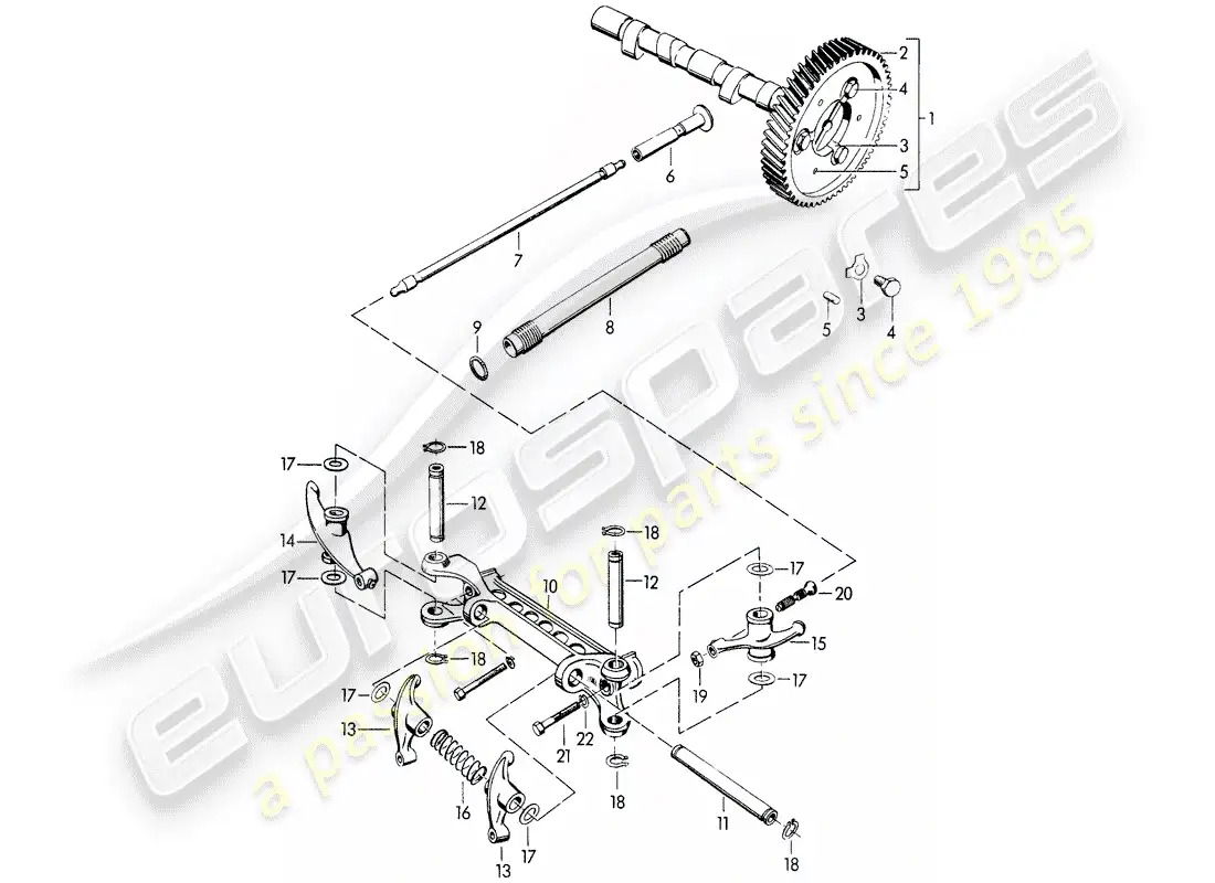 porsche 1961 (356b/356c) camshaft parts diagram