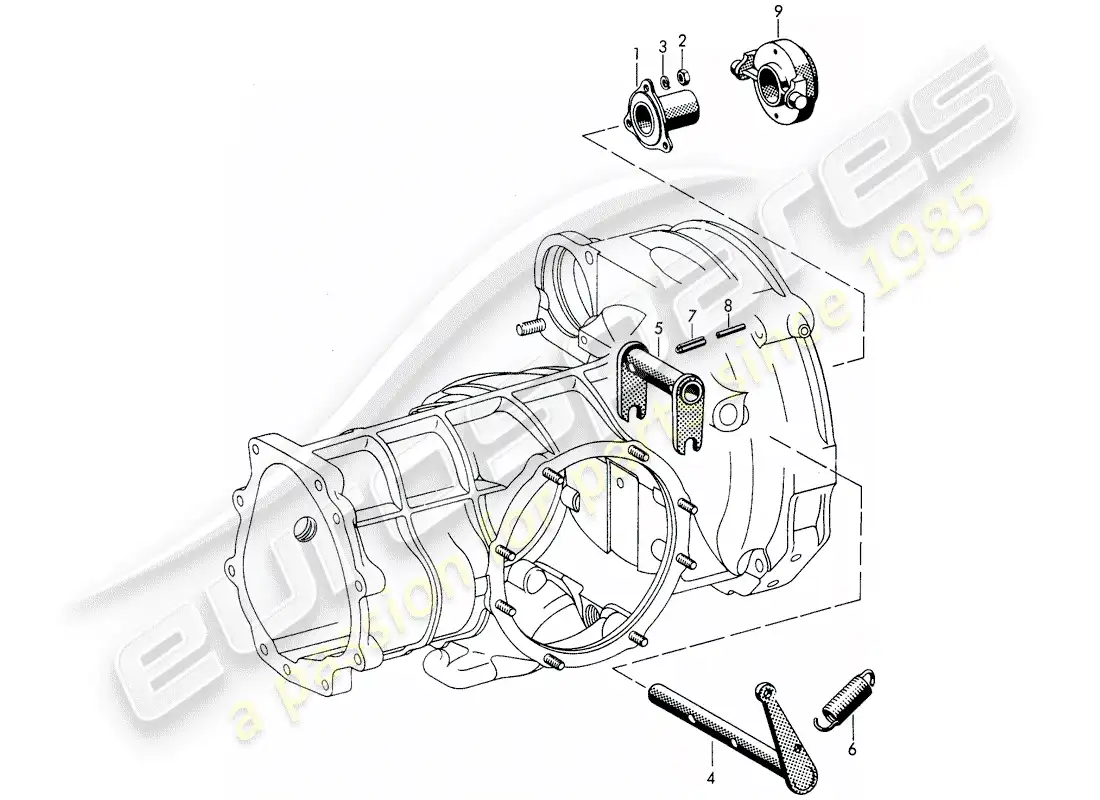 porsche 1961 (356b/356c) clutch release parts diagram