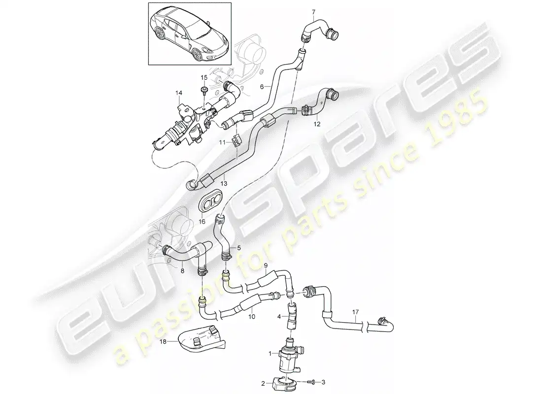 porsche 2014 (panamera 970) hot air line parts diagram