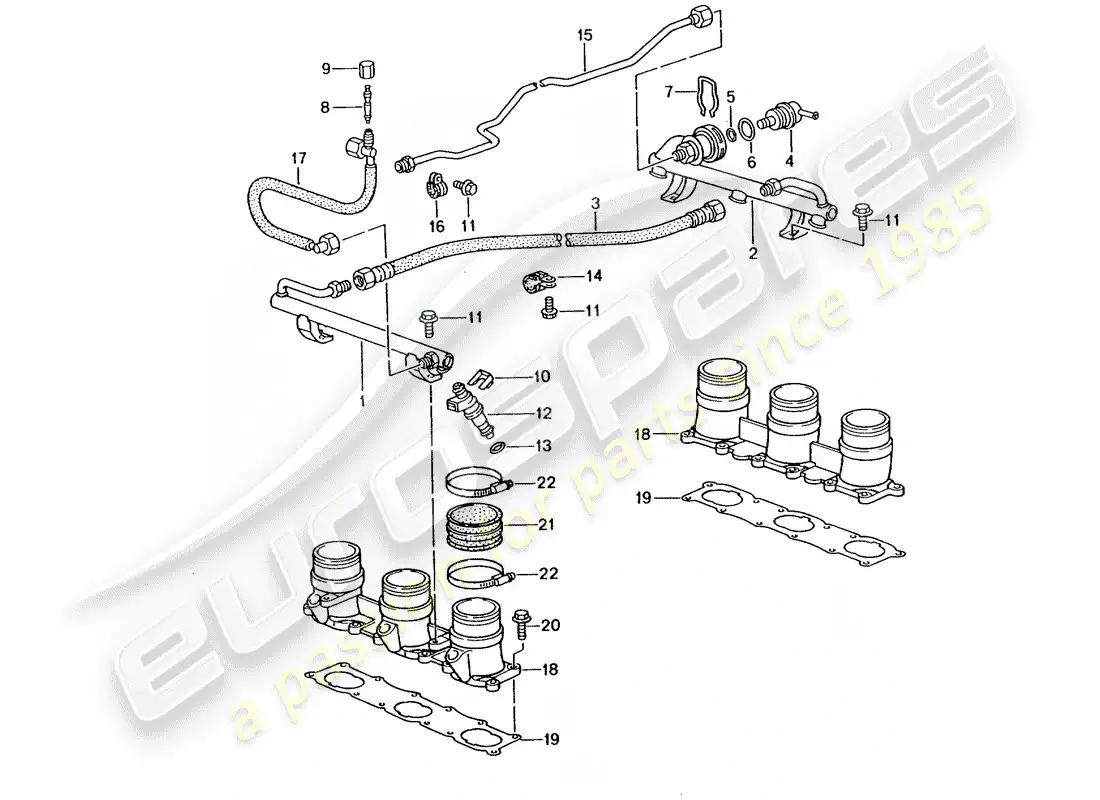 porsche 2005 (996 gt3) fuel collection pipe parts diagram