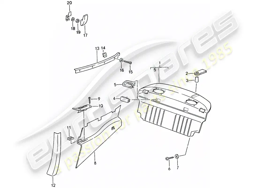 porsche 1995 (993) interior equipment parts diagram