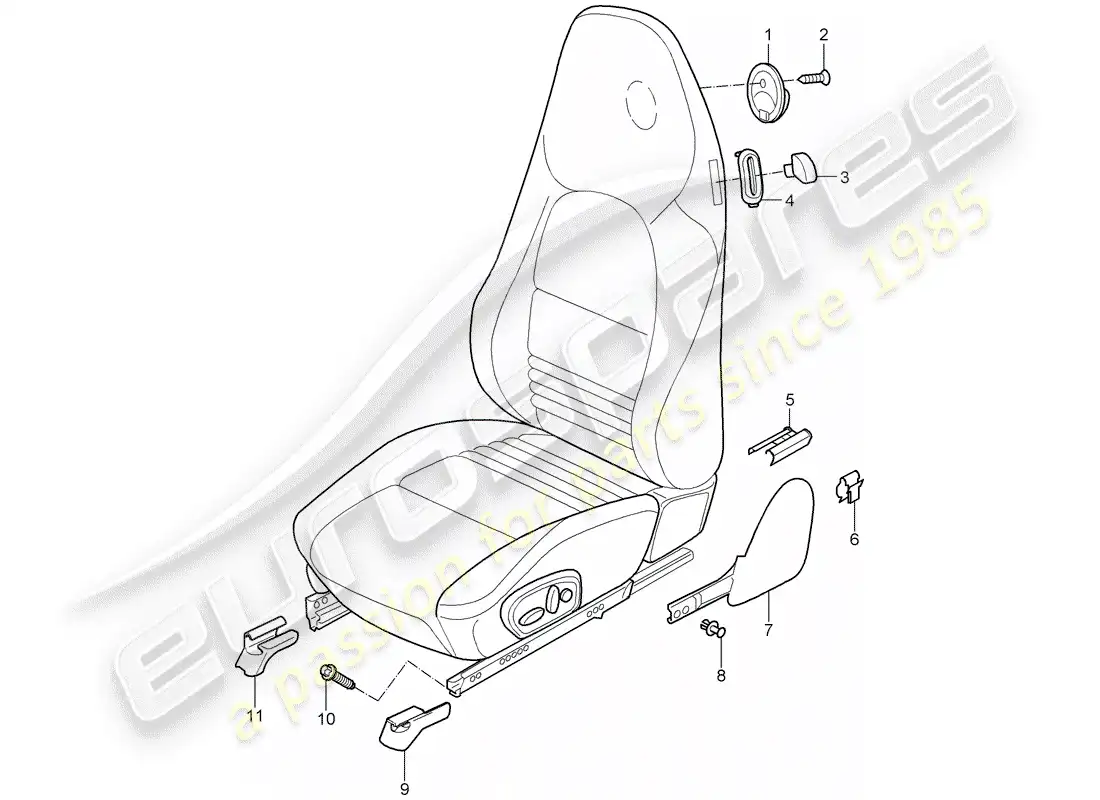 porsche 1998 (996) seat parts diagram