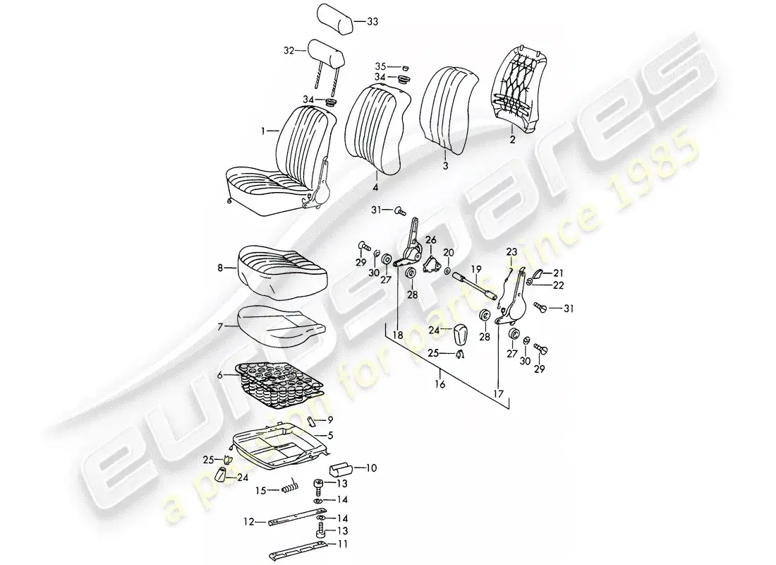 porsche 1967 (911/912) front seat - d - mj 1969>> parts diagram