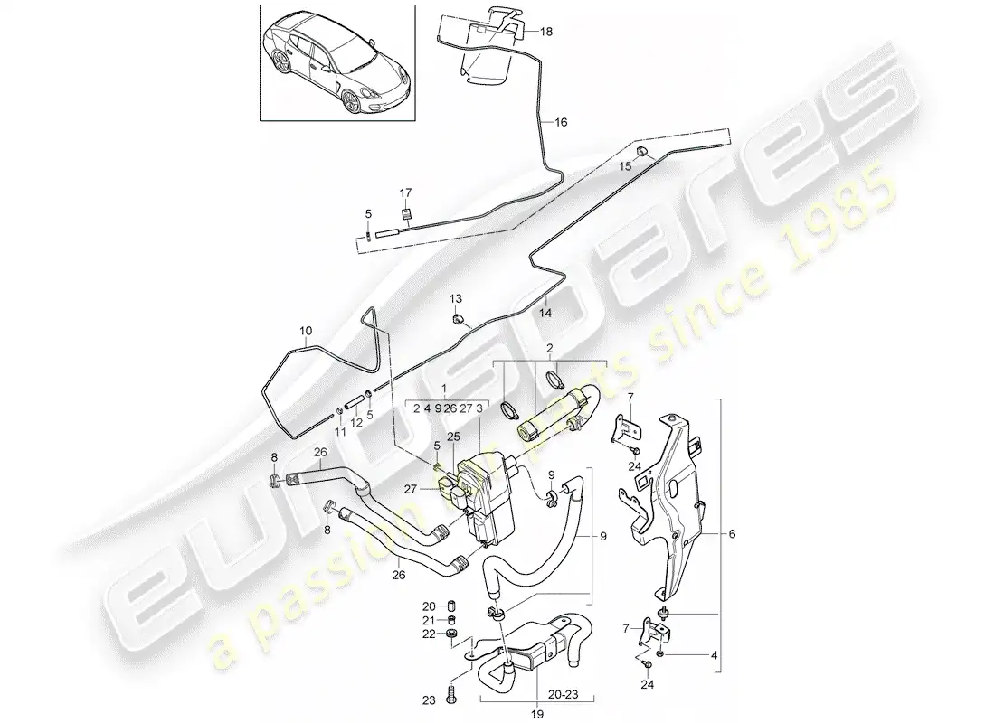 porsche 2016 (panamera 970) additional heater parts diagram