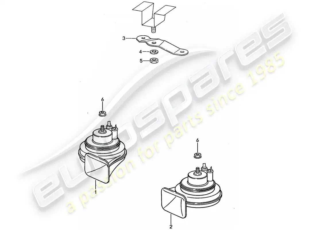 porsche 1995 (968) horn parts diagram