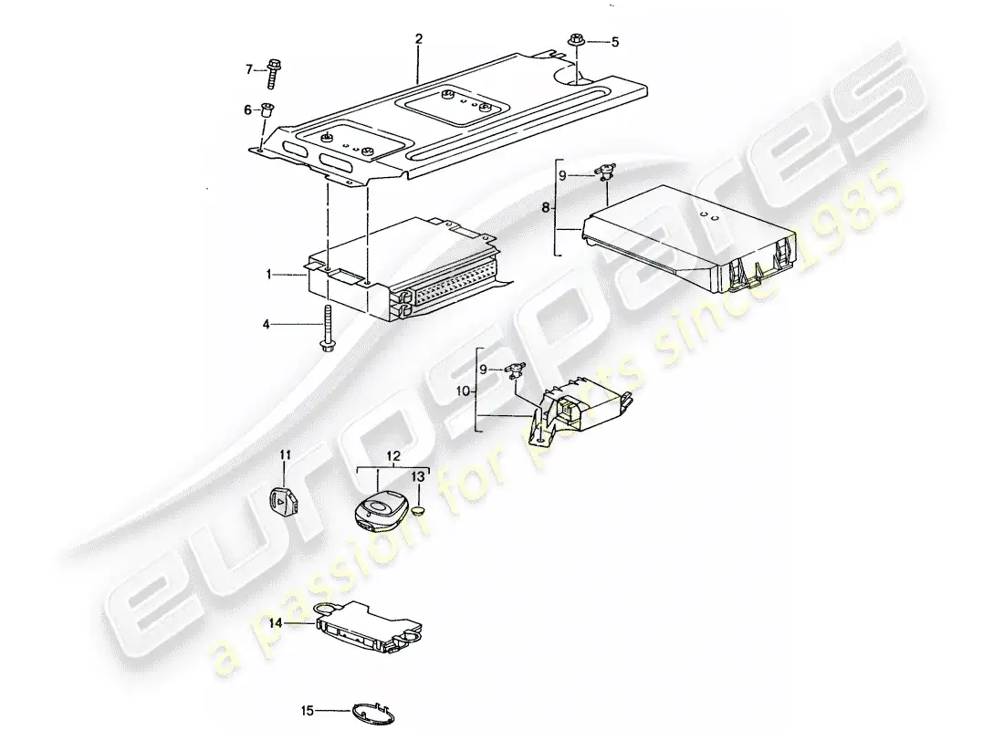 porsche 2003 (996 gt3) control units parts diagram