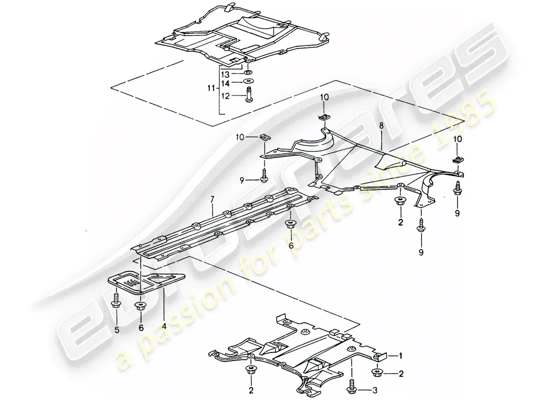 porsche 1997 (993) cover - for - underbody parts diagram