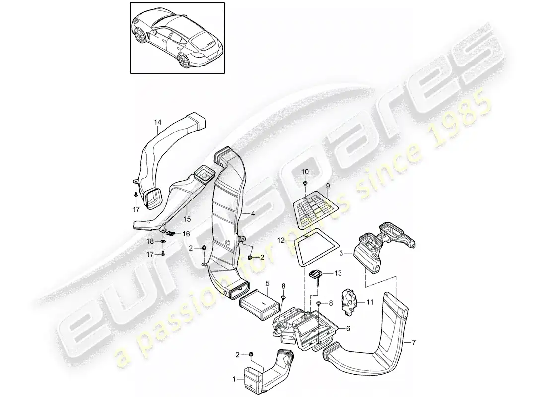 porsche 2015 (panamera 970) air duct parts diagram
