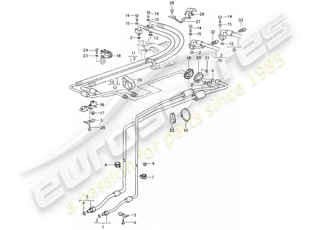 porsche 1989 (964) refrigerant circuit parts diagram