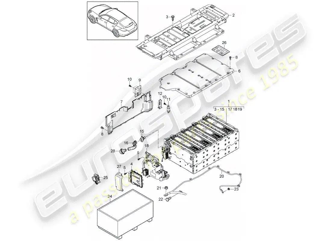 porsche 2010 (panamera 970) battery parts diagram