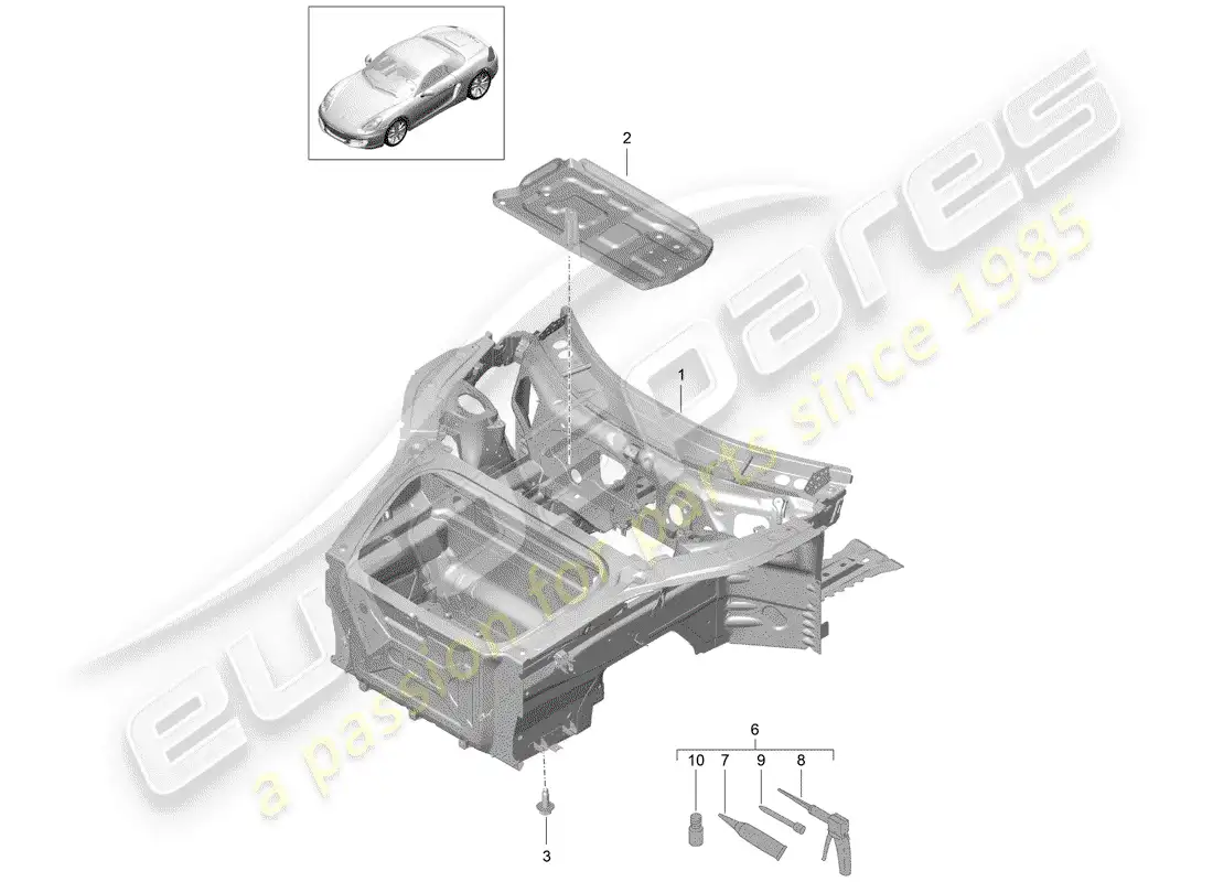 porsche 2014 (981 boxster) front end parts diagram