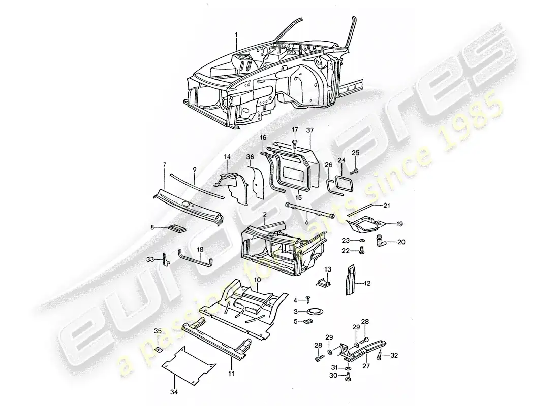 porsche 1987 (959) frame parts diagram