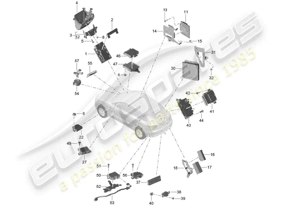 porsche 2017 (macan) control units parts diagram