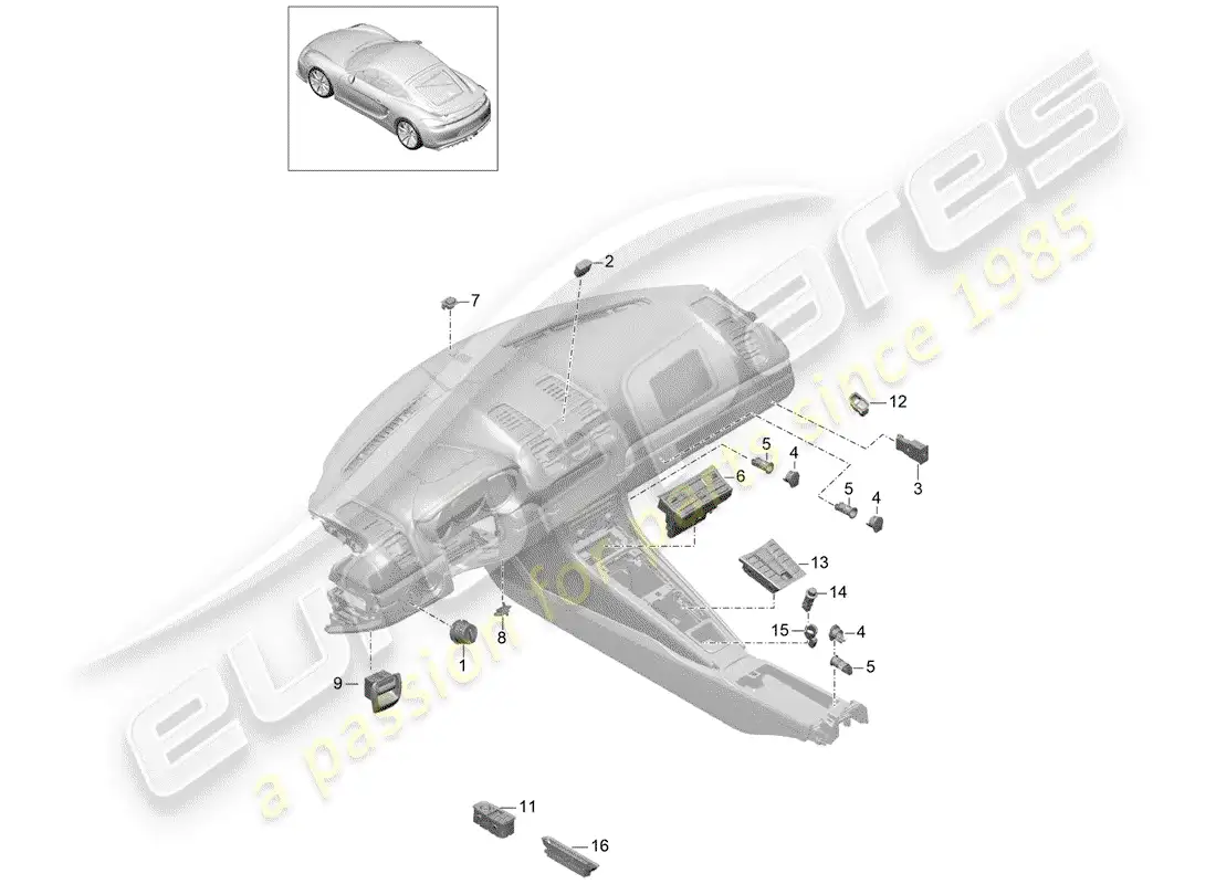 porsche 2016 (981 cayman gt4) switch parts diagram