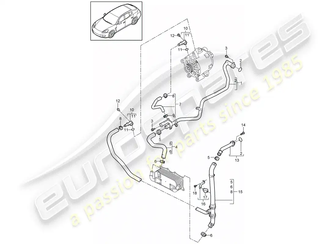 porsche 2010 (panamera 970) water cooling parts diagram