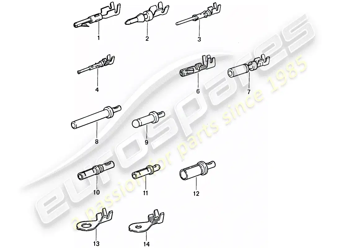 porsche 1974 (911) pin (male) terminal - contact pin - cable shoe parts diagram
