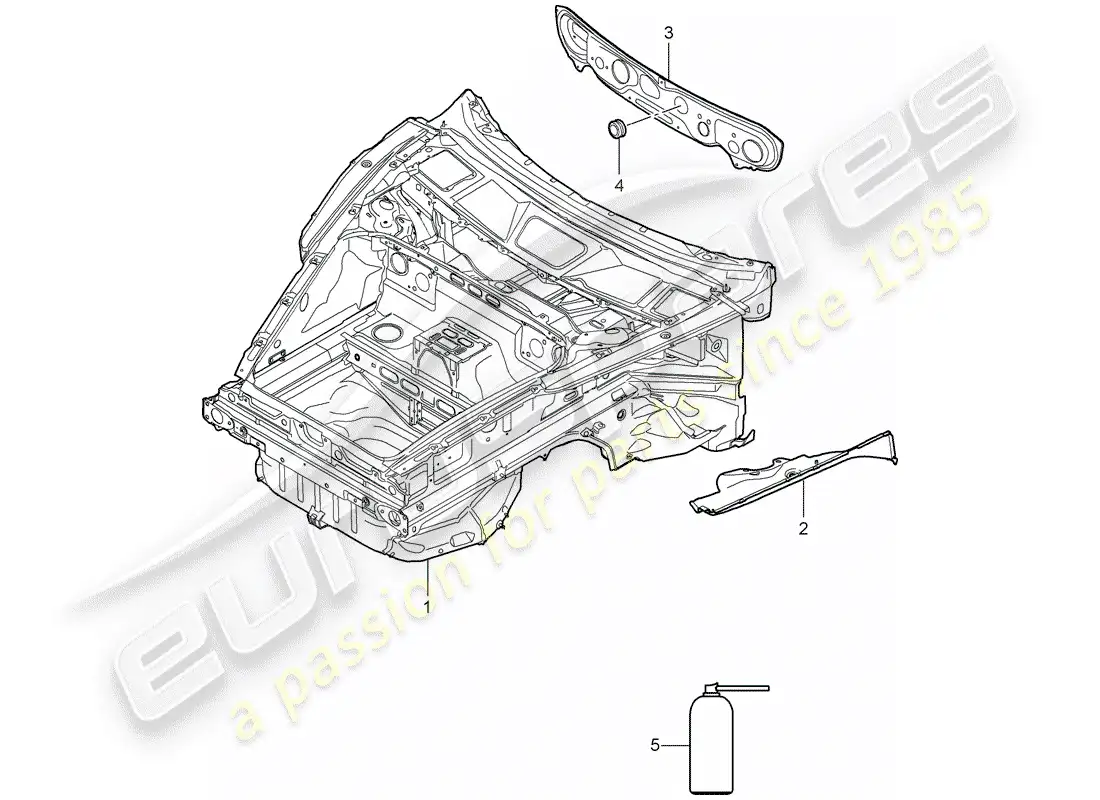 porsche 2007 (997-1 gt3) front end part diagram