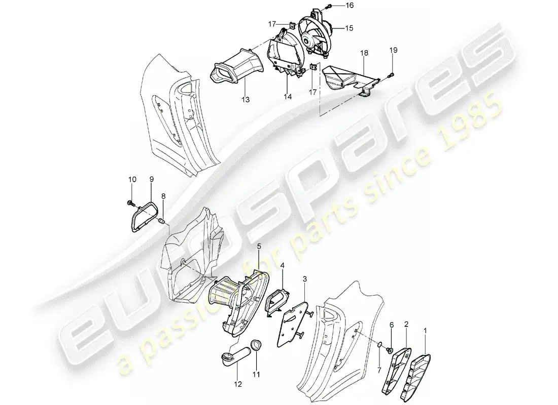 porsche 2007 (987 boxster) ventilation part diagram
