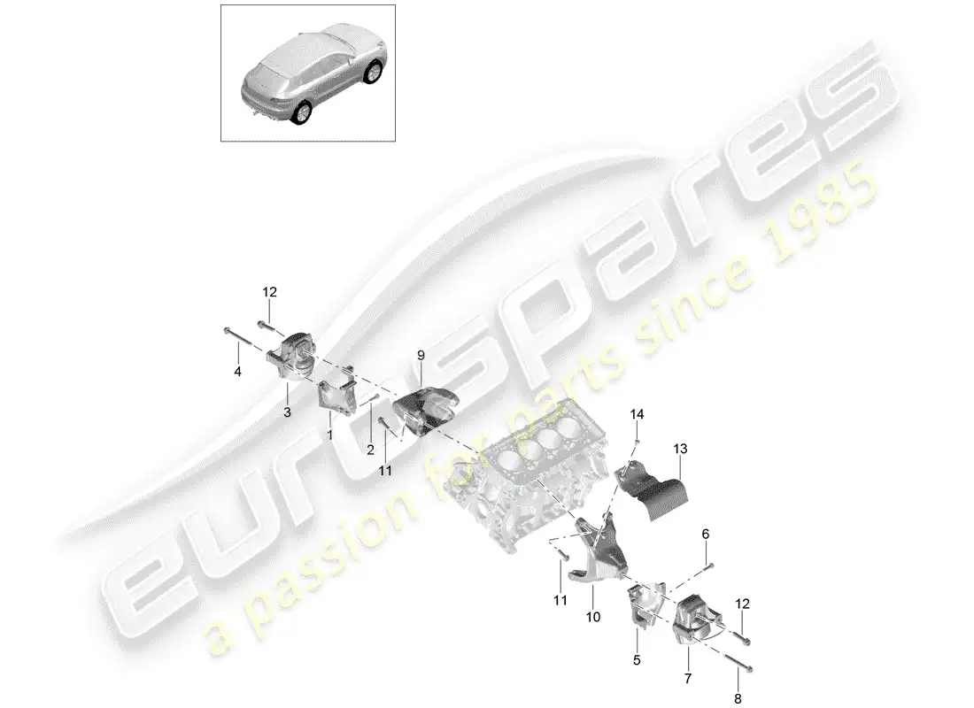 porsche 2016 (macan) engine lifting tackle parts diagram