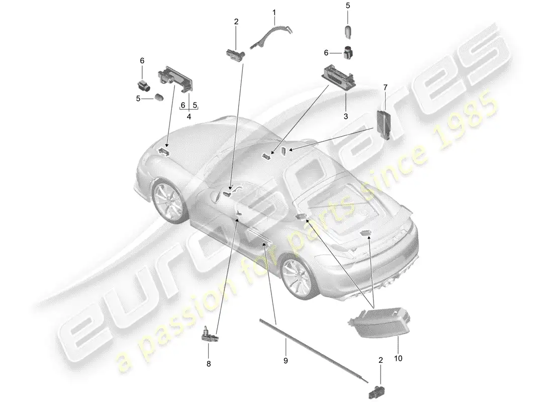 porsche 2016 (981 cayman gt4) interior lighting parts diagram