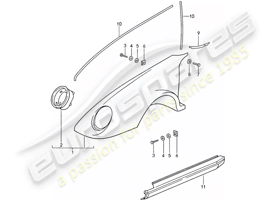 porsche 1987 (959) exterior panelling parts diagram