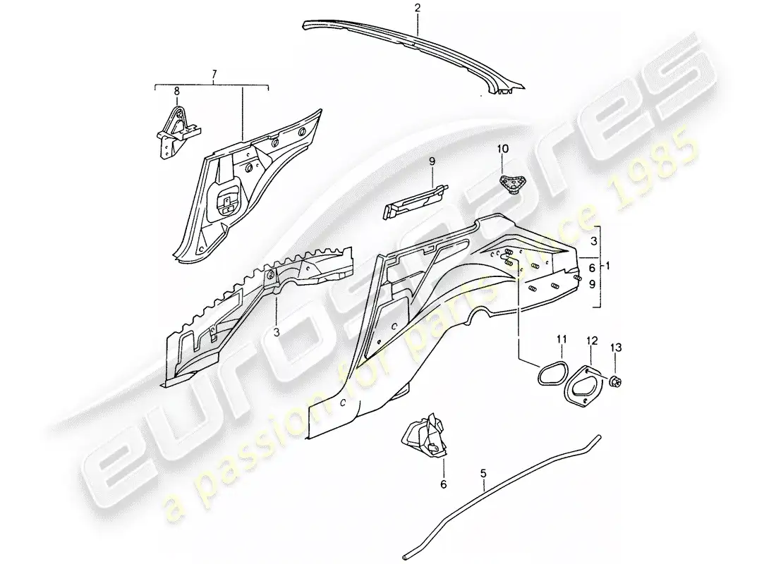 porsche 1994 (993) wheel housing parts diagram