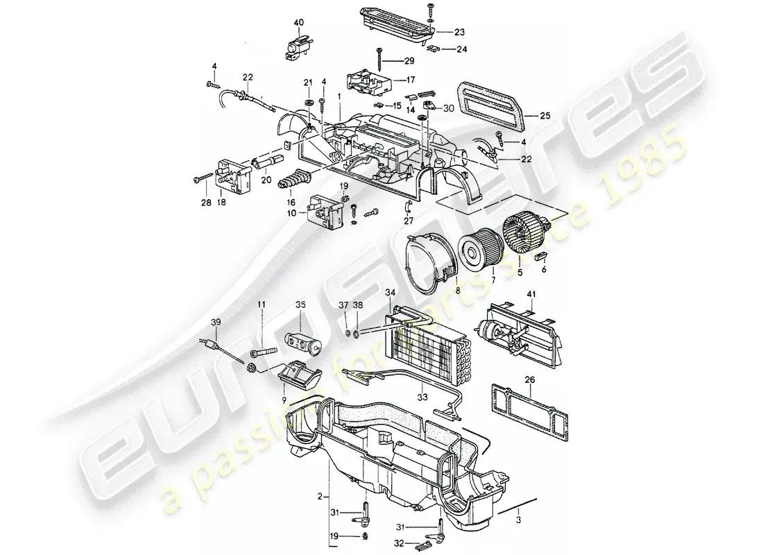 porsche 1994 (993) heater - air conditioner - single parts parts diagram