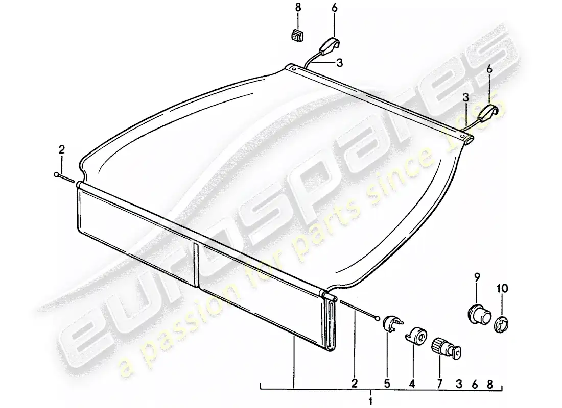 porsche 1993 (968) luggage compartment cover parts diagram