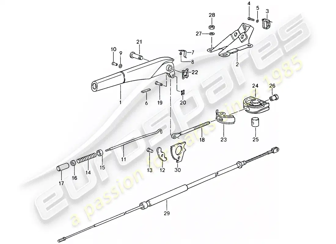 porsche 1998 (993) handbrake - actuator parts diagram