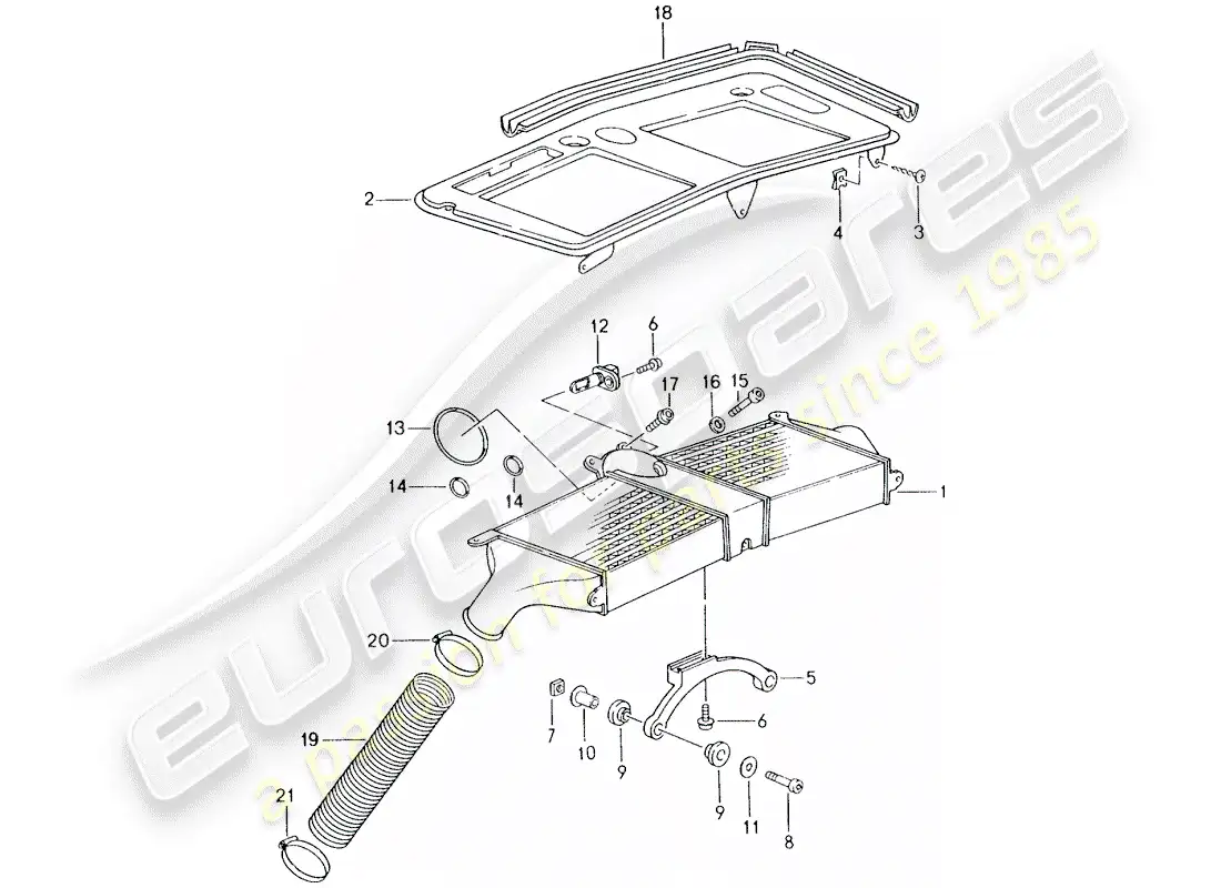 porsche 1994 (993) charge air cooler parts diagram