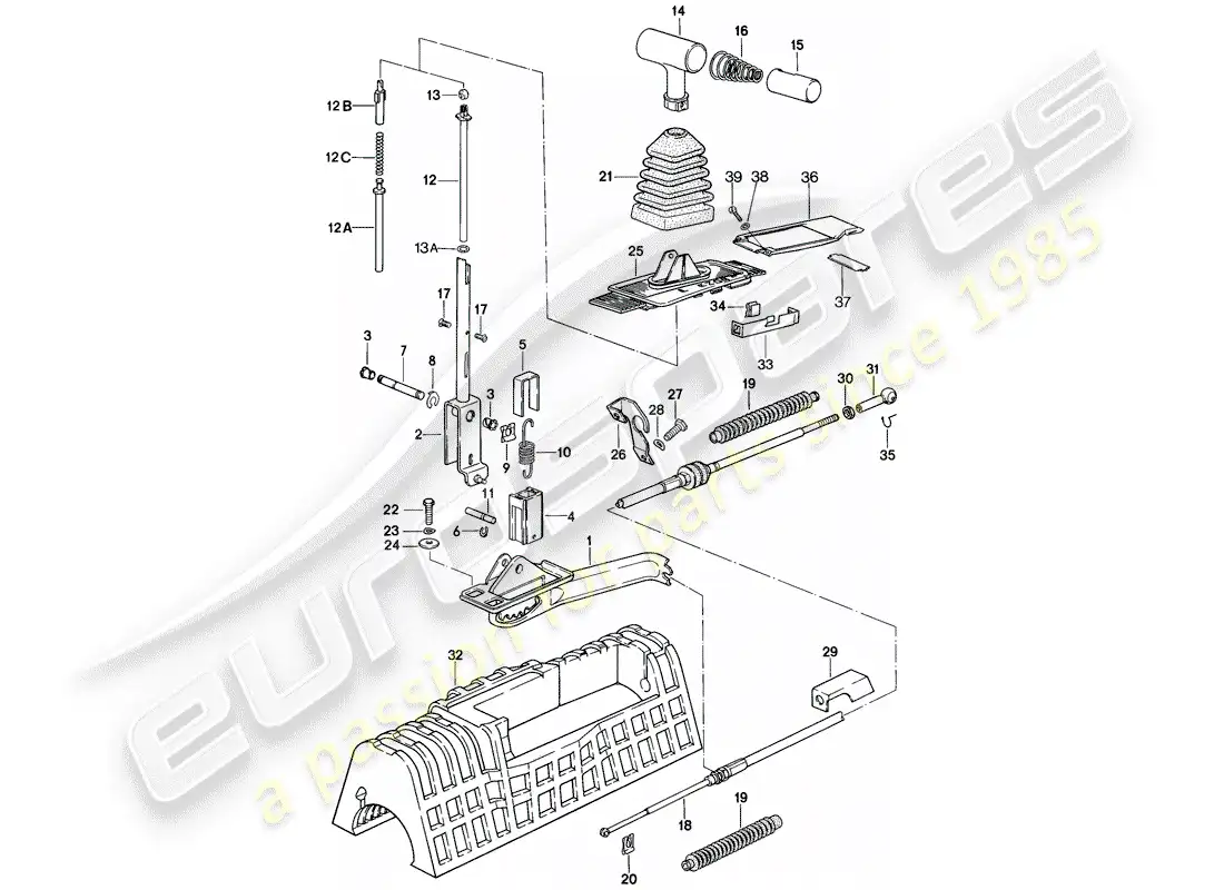porsche 1986 (928) shift mechanism - for vehicles with - automatic transmission parts diagram