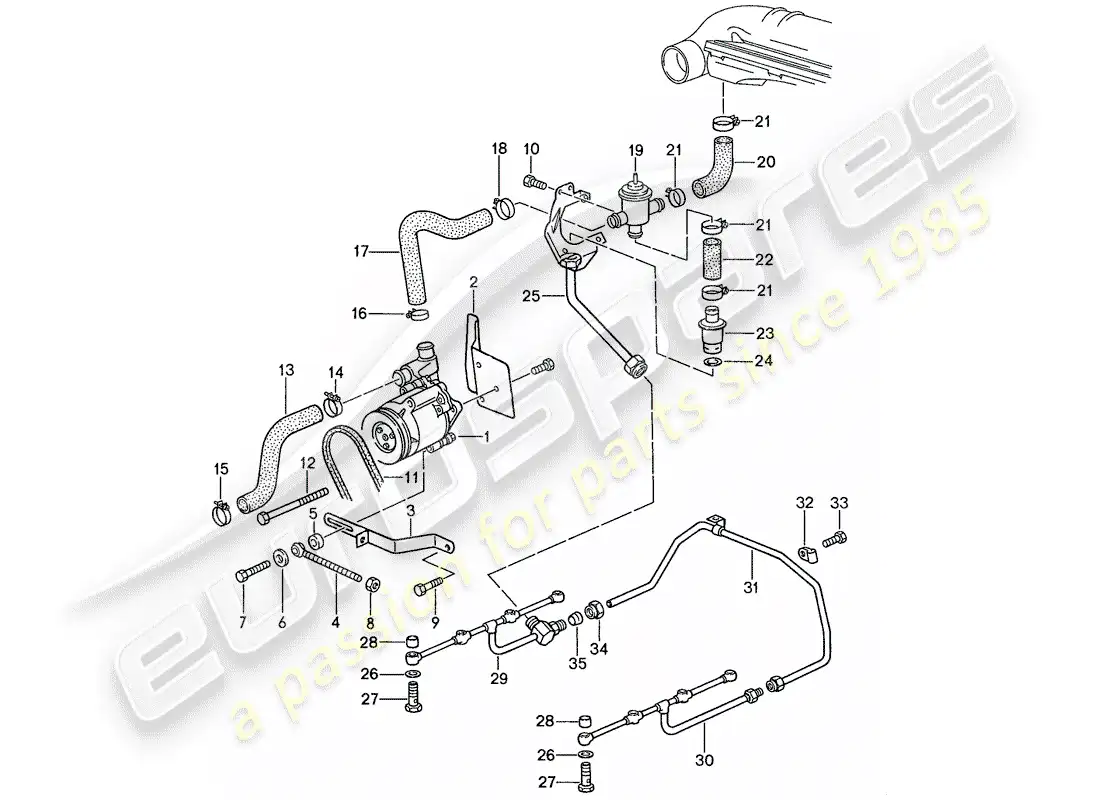porsche 1987 (928) air injection - for cars without - catalyst parts diagram