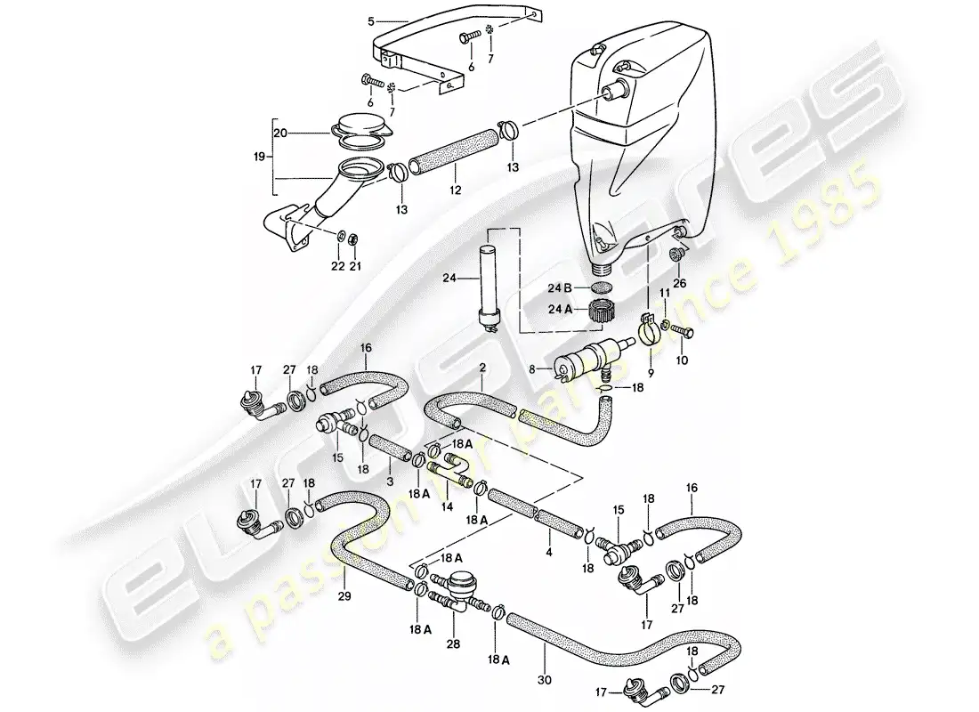 porsche 1986 (928) headlight washer system parts diagram