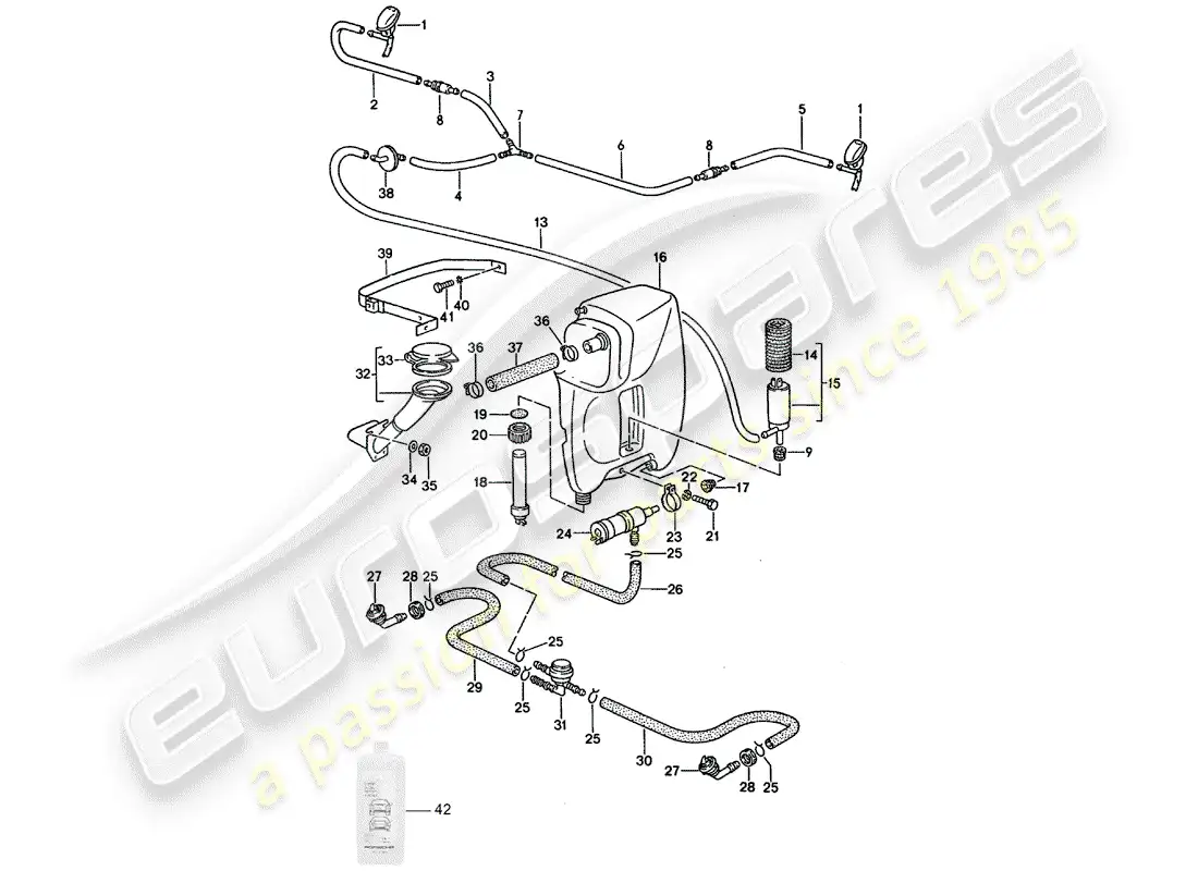 porsche 1995 (928) windshield washer unit - headlight washer system parts diagram