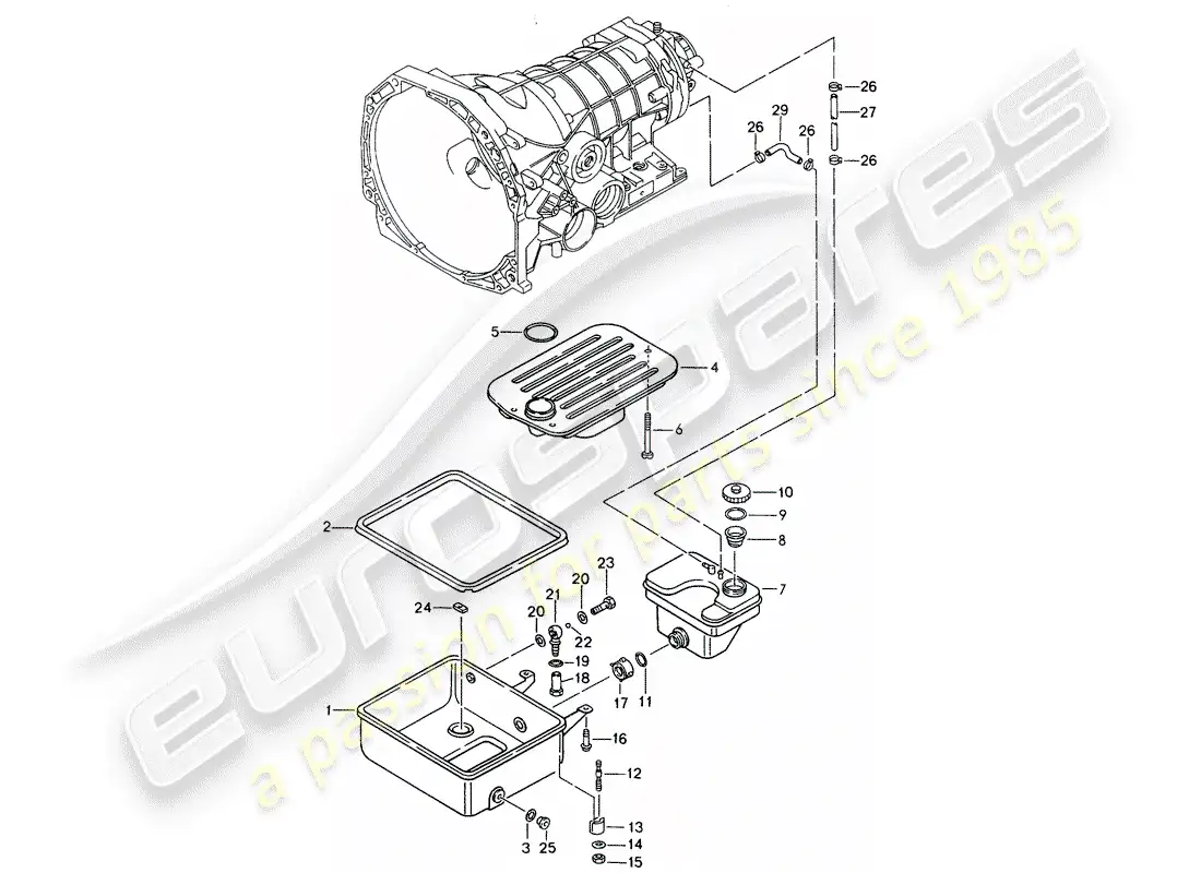 porsche 1994 (968) tiptronic - oil pan - oil strainer parts diagram
