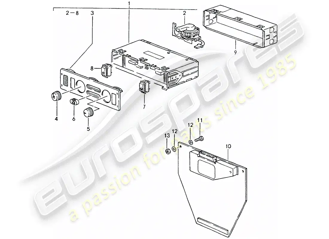 porsche 1989 (964) control switch - driver parts diagram