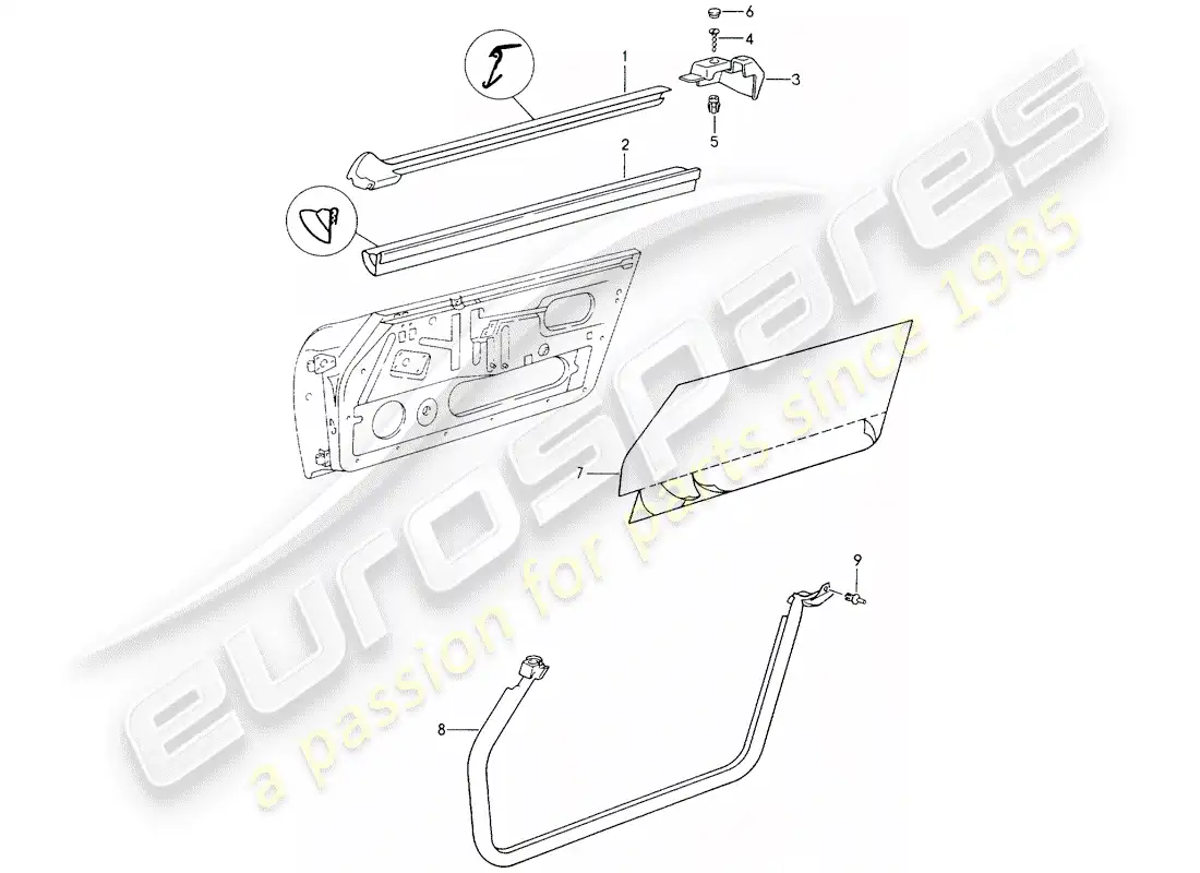 porsche 1990 (964) seal strip - doors parts diagram